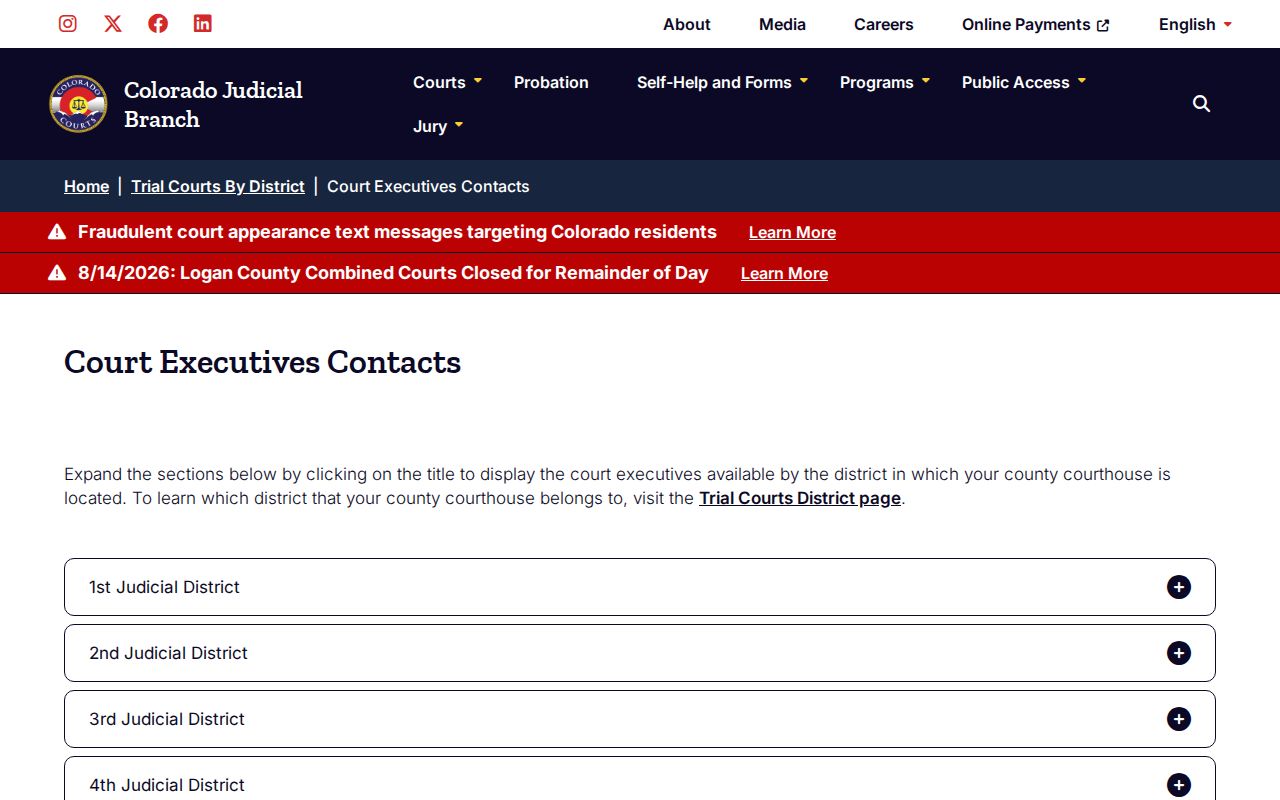 Hinsdale County court docket district assignment