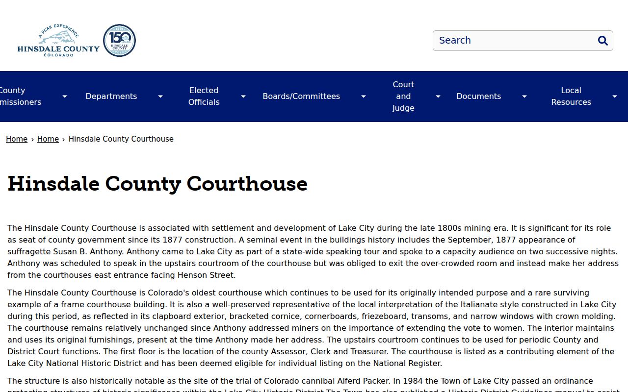 Historic Hinsdale County court docket archive courthouse