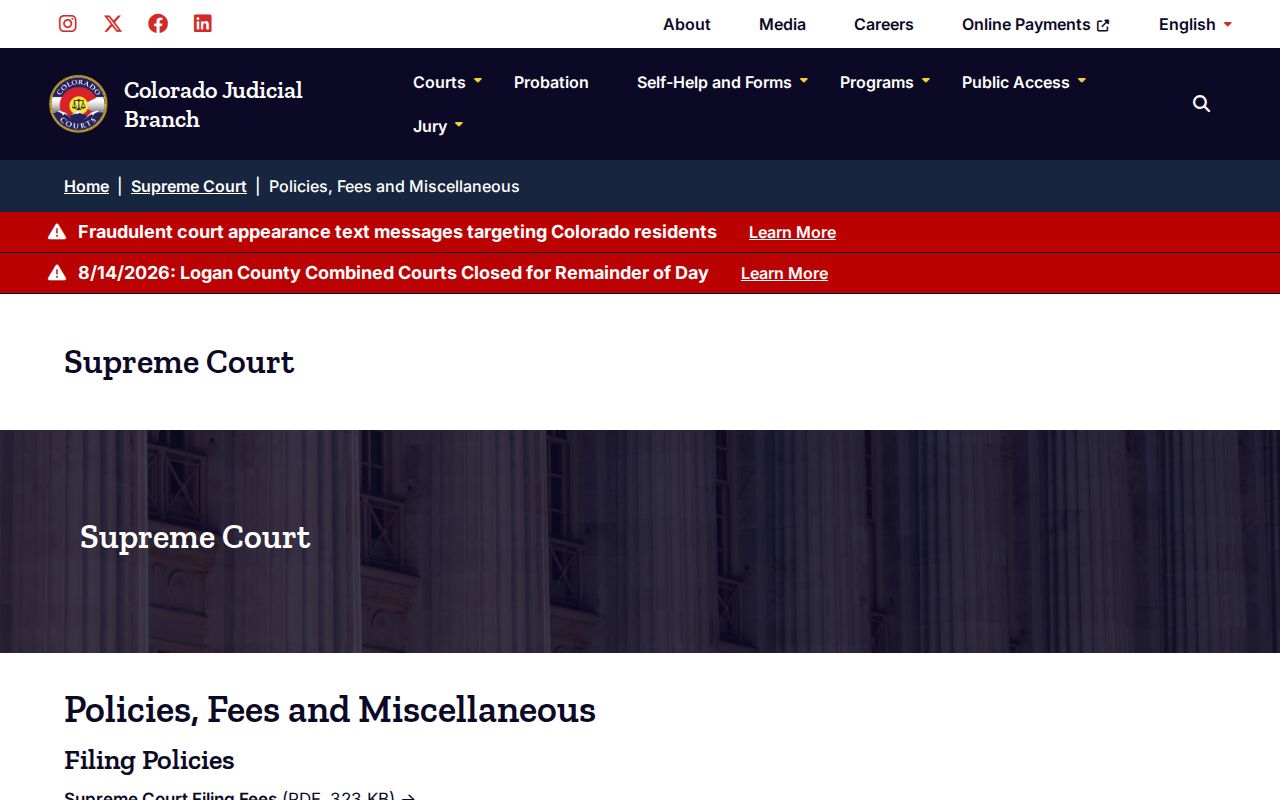 Hinsdale County state appellate calendar policies