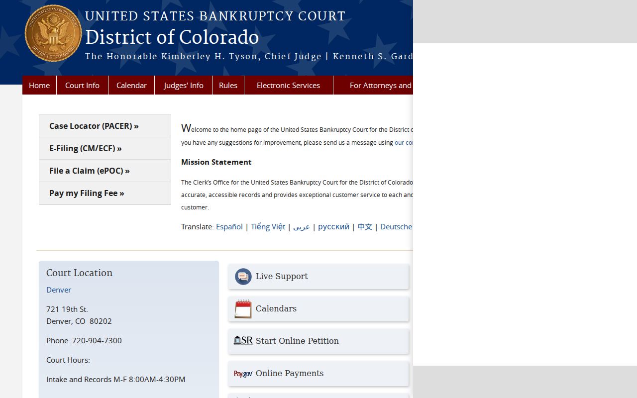 Hinsdale County bankruptcy court calendar source