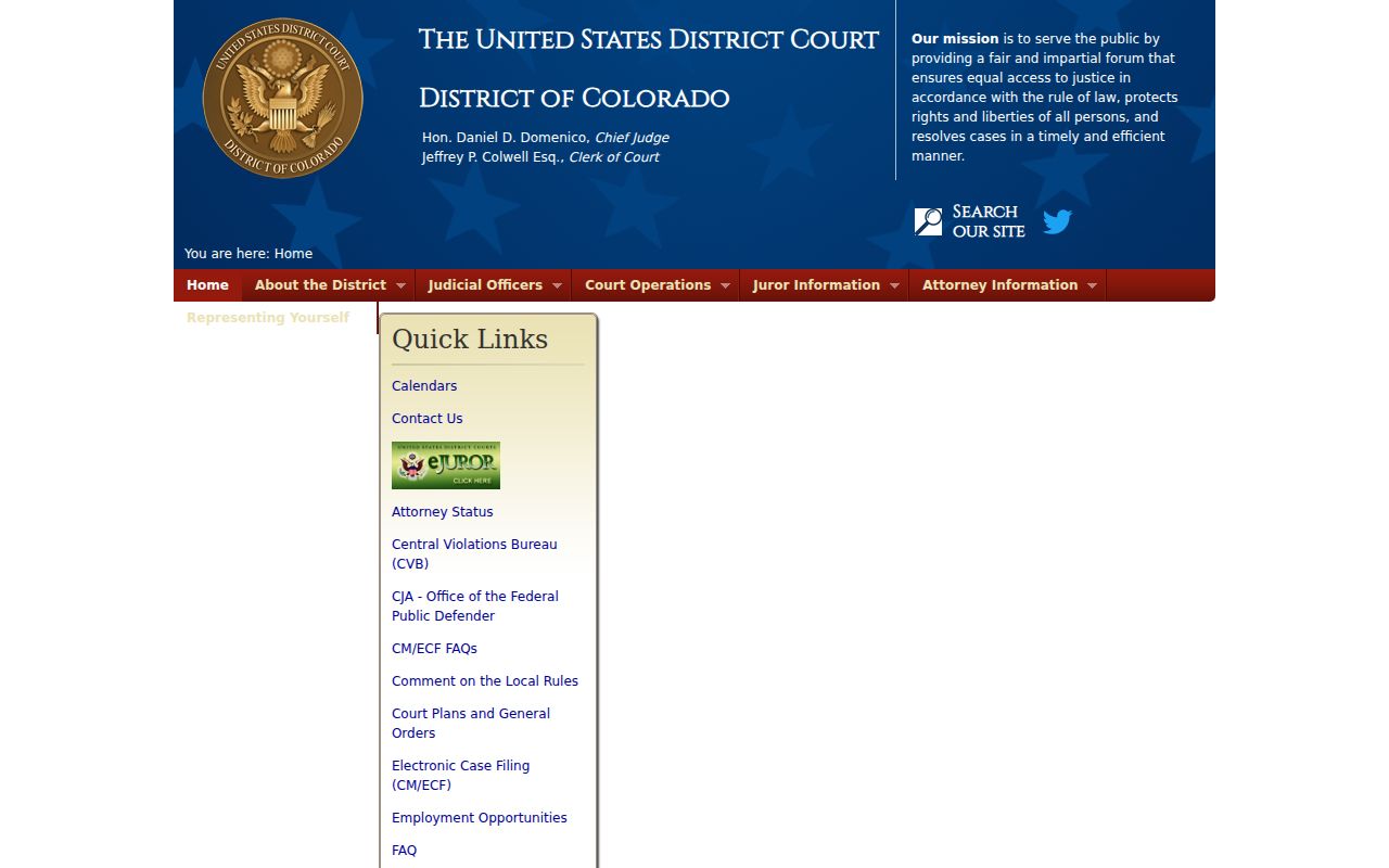 Hinsdale County federal District Court calendar source