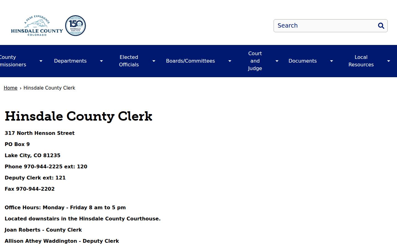 Elected clerk distinction for Hinsdale County traffic court records