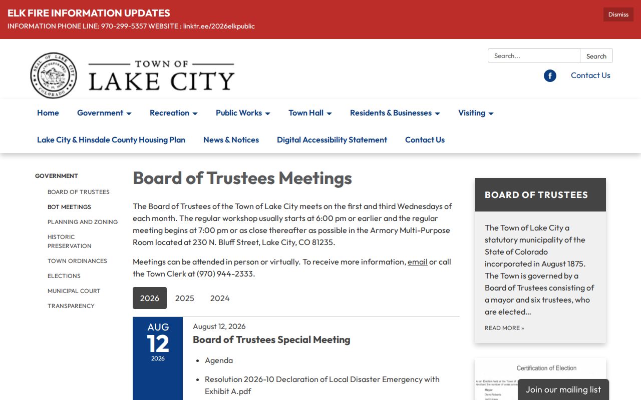 Lake City court records and municipal board materials