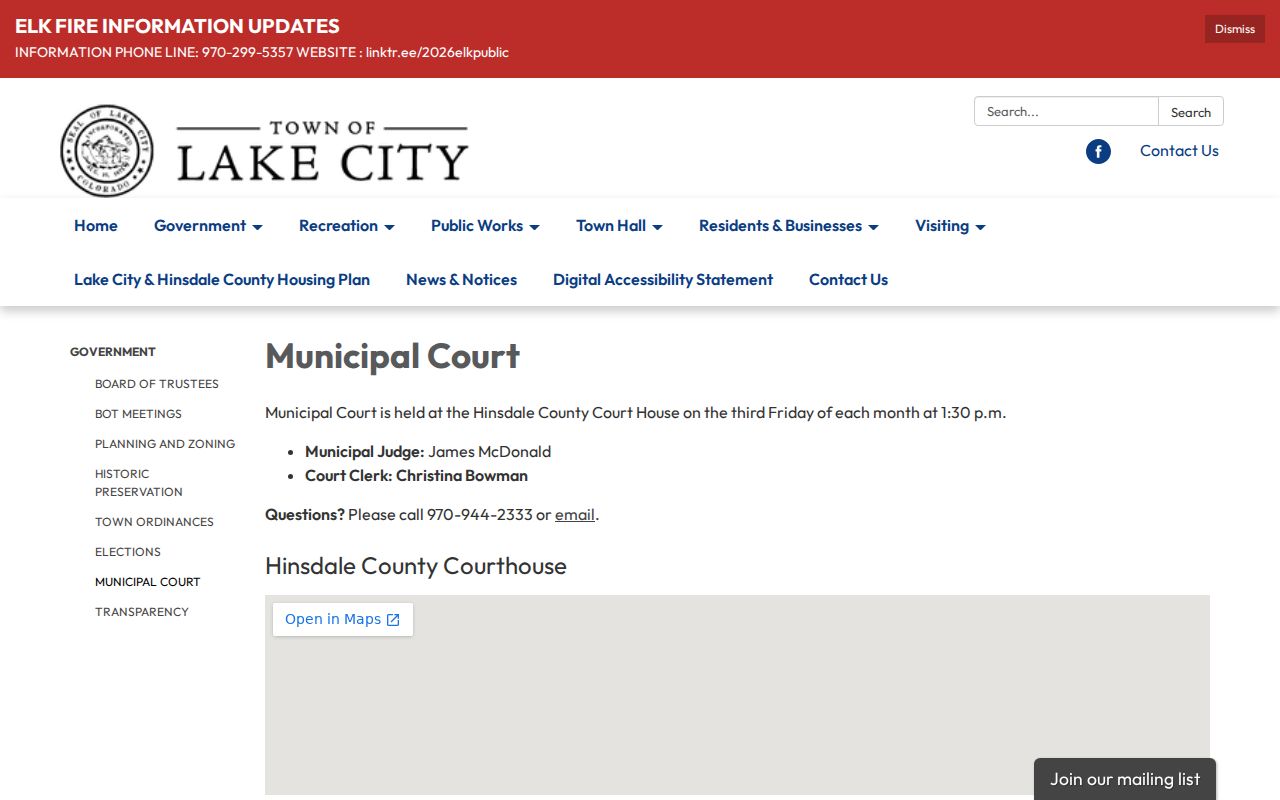 Lake City court records municipal court page